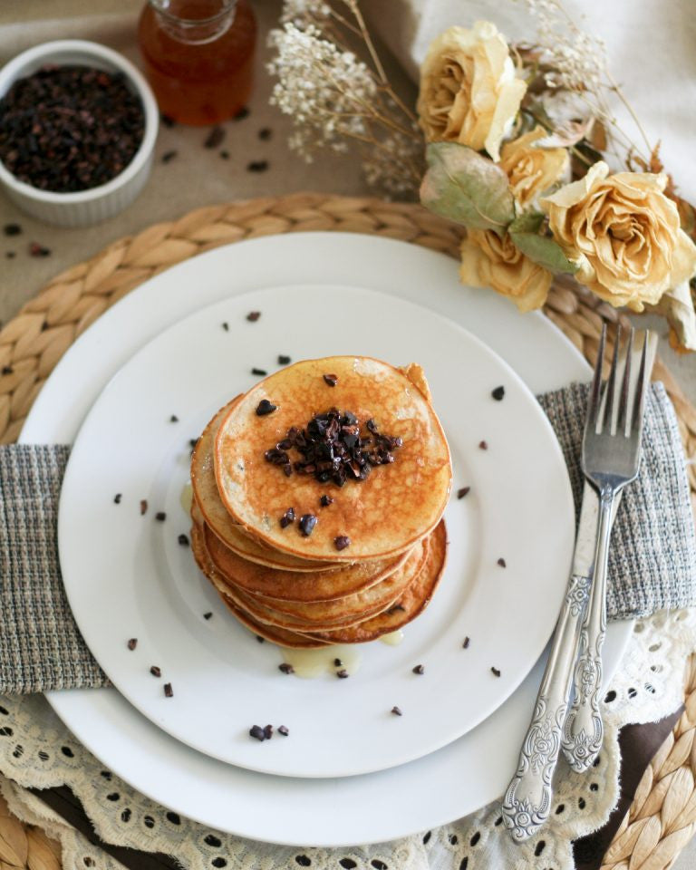 Delicious Cocoa Nibs pancakes recipe