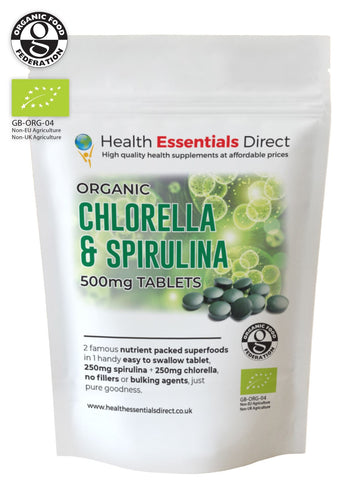 Organic Spirulina + Chlorella Tablets 500mg